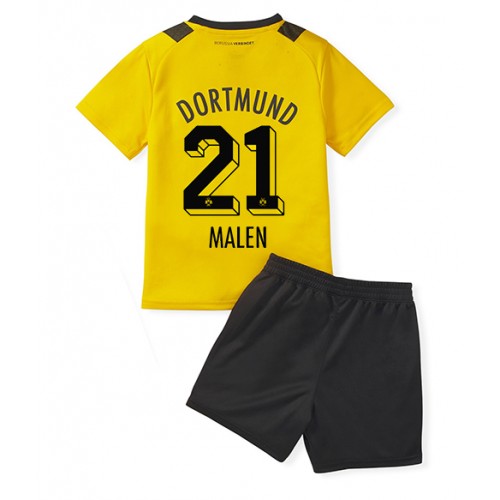 Borussia Dortmund Donyell Malen #21 Hjemmedraktsett Barn 2022-23 Kortermet (+ Korte bukser) Borussia Dortmund Donyell Malen #21 Hjemmedraktsett Barn 2022-23 Kortermet (+ Korte bukser)